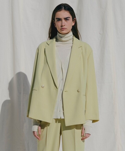Aresense（アーセンス）の「Aresense/アーセンス ツイードライクジャケット（テーラードジャケット・レディース・モスグリーン/ベージュ・ﾌﾘ-）」の3枚目の写真