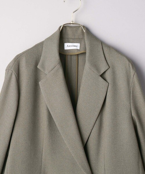 Aresense（アーセンス）の「Aresense/アーセンス ツイードライクジャケット（テーラードジャケット・レディース・モスグリーン/ベージュ・ﾌﾘ-）」の13枚目の写真