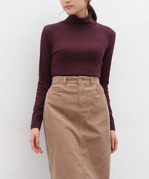 Honeys（ハニーズ）の「フライスタートル（Tシャツ/カットソー・レディース・ダークグリーン/オレンジ/アイボリー/マスタード/モカ/杢グレー/ボルドー/ブラック・LL/S/M/L）」の7枚目の写真