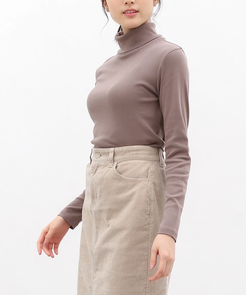 Honeys（ハニーズ）の「フライスタートル（Tシャツ/カットソー・レディース・ダークグリーン/オレンジ/アイボリー/マスタード/モカ/杢グレー/ボルドー/ブラック・LL/S/M/L）」の4枚目の写真