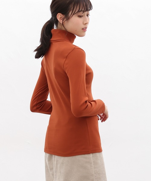 Honeys（ハニーズ）の「フライスタートル（Tシャツ/カットソー・レディース・ダークグリーン/オレンジ/アイボリー/マスタード/モカ/杢グレー/ボルドー/ブラック・LL/S/M/L）」の12枚目の写真