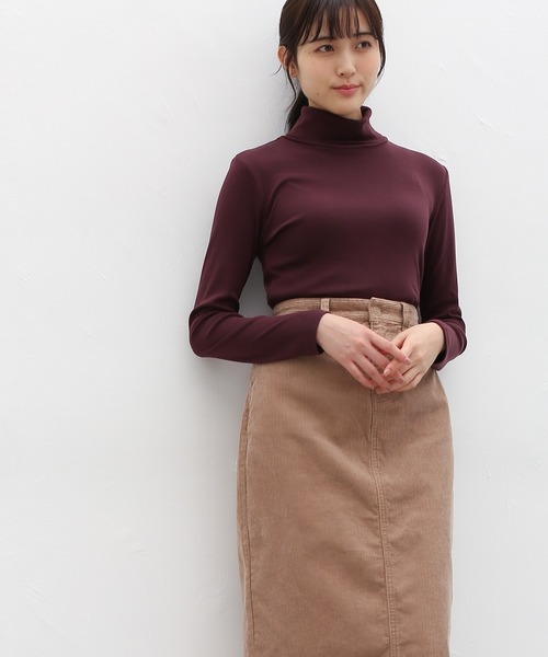 Honeys（ハニーズ）の「フライスタートル（Tシャツ/カットソー・レディース・ダークグリーン/オレンジ/アイボリー/マスタード/モカ/杢グレー/ボルドー/ブラック・LL/S/M/L）」の10枚目の写真