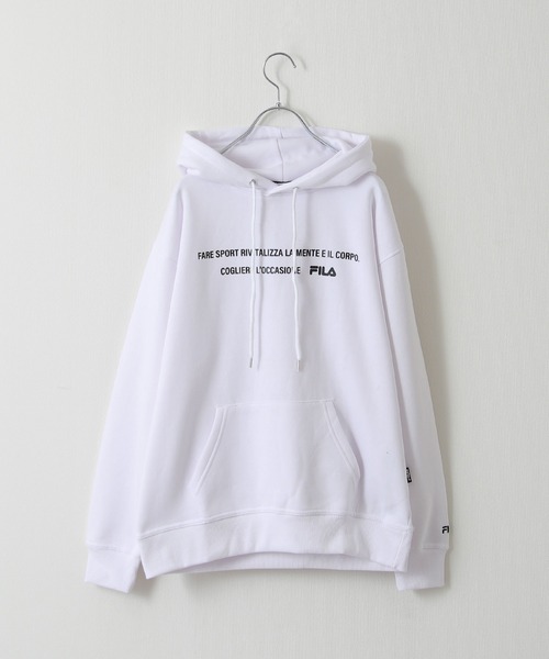 FILA（フィラ）の「【FILA】筆記体刺繍プルオーバーパーカー（パーカー・レディース・ホワイト/ネイビー/ブラック/オートミール/アイボリー系1/ネイビー系/ホワイト系2/ネイビー系1/ブラック系/アイボリー系2/ホワイト系3/アイボリー系3/ホワイト系4/アイボリー系4/ネイビー系2/ホワイト系/アイボリー系/ホワイト系1・MEDIUM/LARGE/X-LARGE）」の5枚目の写真