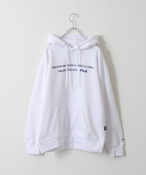 FILA（フィラ）の「【FILA】筆記体刺繍プルオーバーパーカー（パーカー・レディース・ホワイト/ネイビー/ブラック/オートミール/アイボリー系1/ネイビー系/ホワイト系2/ネイビー系1/ブラック系/アイボリー系2/ホワイト系3/アイボリー系3/ホワイト系4/アイボリー系4/ネイビー系2/ホワイト系/アイボリー系/ホワイト系1・MEDIUM/LARGE/X-LARGE）」の6枚目の写真