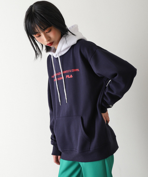FILA（フィラ）の「【FILA】筆記体刺繍プルオーバーパーカー（パーカー・レディース・ホワイト/ネイビー/ブラック/オートミール/アイボリー系1/ネイビー系/ホワイト系2/ネイビー系1/ブラック系/アイボリー系2/ホワイト系3/アイボリー系3/ホワイト系4/アイボリー系4/ネイビー系2/ホワイト系/アイボリー系/ホワイト系1・MEDIUM/LARGE/X-LARGE）」の18枚目の写真