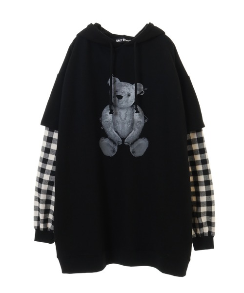 Candy Stripper（キャンディストリッパー）の「PLUSH BEAR LAYERED HOODIE（パーカー・レディース・ブラック/ブラック系その他/ブラウン・2）」の4枚目の写真