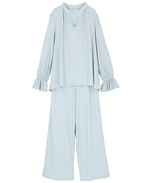 AMPHI（アンフィ）の「シンプルスムース　パジャマ（セットアップ）（ルームウェア/パジャマ・レディース・ブラウン/ブルー・MEDIUM/LARGE）」の12枚目の写真