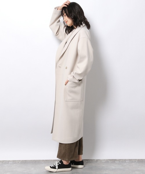 LAKOLE(ラコレ)の「ウーリーテックショールカラーコート / 953533(チェスターコート・レディース・ライトグレー/ダークブラウン/サンドグレー・SMALL/MEDIUM)」の15枚目の写真