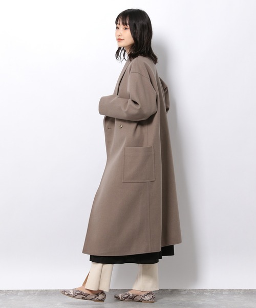 LAKOLE(ラコレ)の「ウーリーテックショールカラーコート / 953533(チェスターコート・レディース・ライトグレー/ダークブラウン/サンドグレー・SMALL/MEDIUM)」の14枚目の写真