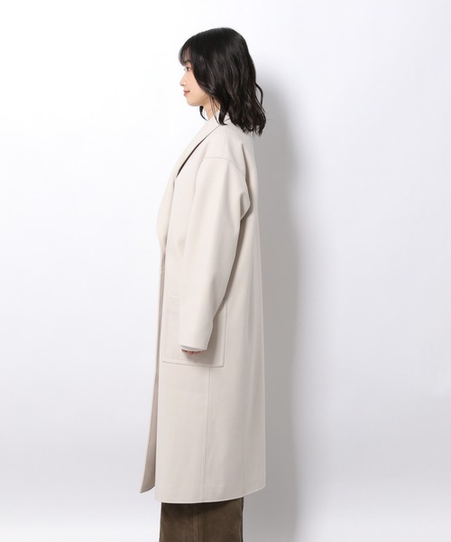 LAKOLE(ラコレ)の「ウーリーテックショールカラーコート / 953533(チェスターコート・レディース・ライトグレー/ダークブラウン/サンドグレー・SMALL/MEDIUM)」の6枚目の写真
