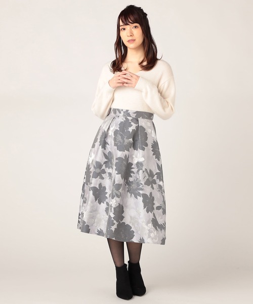 レッセパッセ フラワージャガード フレアスカート Sサイズ LAISSE PASSE（レッセパッセ）の「フラワージャガードスカート