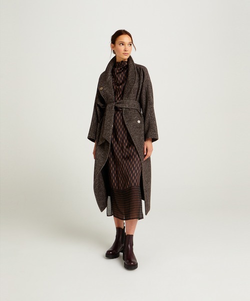 SISLEY（シスレー）の「ベルト付きスタンドカラーガウンコート（その他アウター・レディース・ダークブラウン・38/42/40）」の6枚目の写真