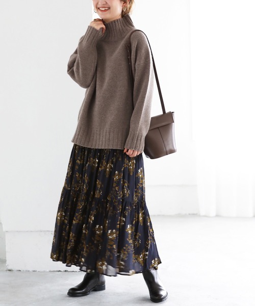 SLOBE IENA(スローブイエナ)の「レーヨンジョーゼットフラワースカート【ウエストゴム】◆(スカート・レディース・ネイビー/グリーン・FREE)」の14枚目の写真