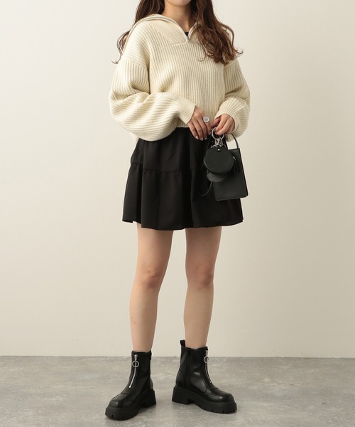 Heather（ヘザー）の「ハーフジップニットプルオーバー　258131（ニット/セーター・レディース・ブラック/ブルー/ホワイト・FREE）」の5枚目の写真