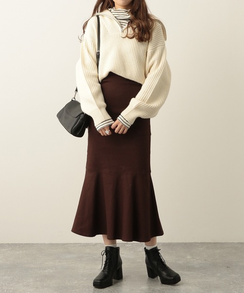 Heather（ヘザー）の「ハーフジップニットプルオーバー　258131（ニット/セーター・レディース・ブラック/ブルー/ホワイト・FREE）」の7枚目の写真