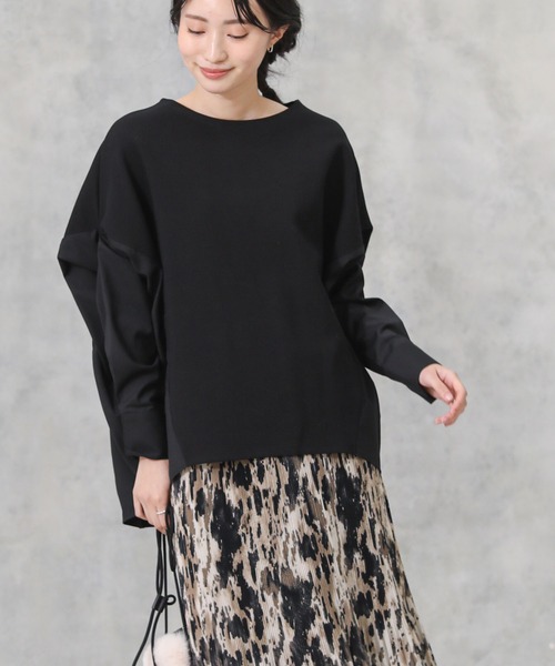 Acuta（アクータ）の「ＴＲ切替バンザイスリーブカットソー（Tシャツ/カットソー・レディース・ブラック/カーキ・FREE）」の2枚目の写真