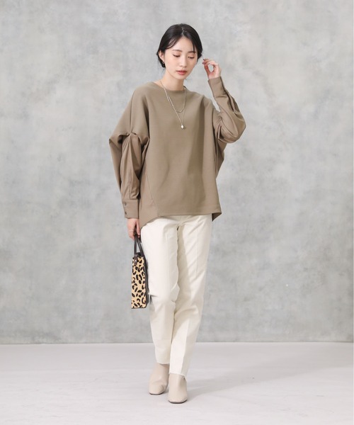 Acuta（アクータ）の「ＴＲ切替バンザイスリーブカットソー（Tシャツ/カットソー・レディース・ブラック/カーキ・FREE）」の6枚目の写真