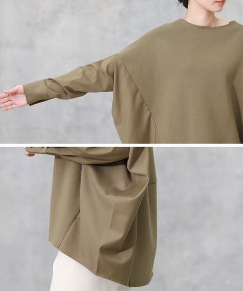 Acuta（アクータ）の「ＴＲ切替バンザイスリーブカットソー（Tシャツ/カットソー・レディース・ブラック/カーキ・FREE）」の15枚目の写真