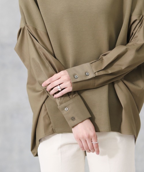 Acuta（アクータ）の「ＴＲ切替バンザイスリーブカットソー（Tシャツ/カットソー・レディース・ブラック/カーキ・FREE）」の16枚目の写真