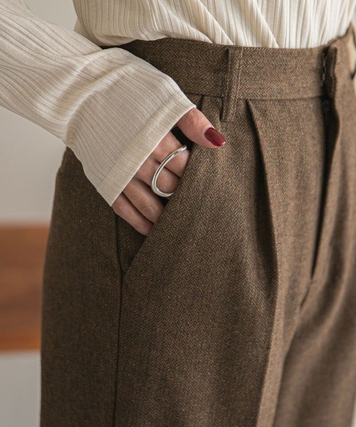 rectangle（レクタングル）の「ヘリンボーンワイドパンツ（その他パンツ・レディース・ブラック系/ブラウン系・MEDIUM/LARGE）」の5枚目の写真