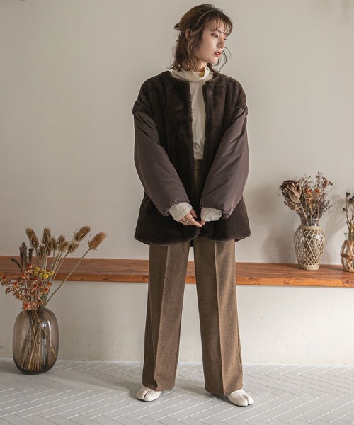 rectangle（レクタングル）の「ヘリンボーンワイドパンツ（その他パンツ・レディース・ブラック系/ブラウン系・MEDIUM/LARGE）」の11枚目の写真