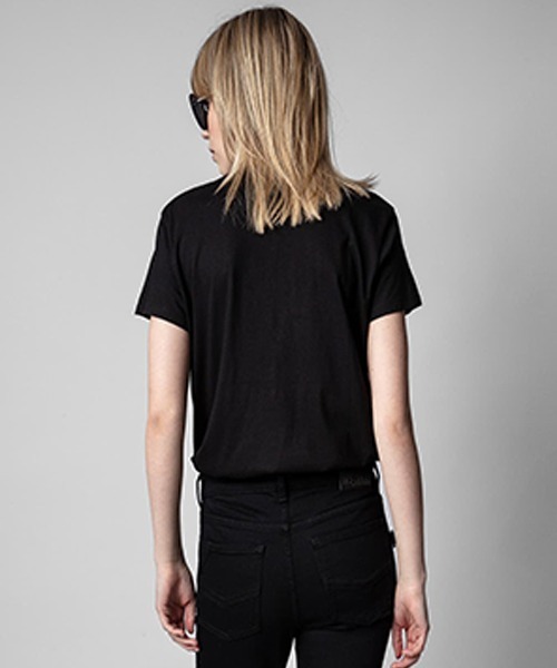 ZADIG&VOLTAIRE（ザディグ　エ　ヴォルテール）の「ZOE DOUBLE HEART CANNETILLE（Tシャツ/カットソー・レディース・ブラック・S/M/XS）」の2枚目の写真
