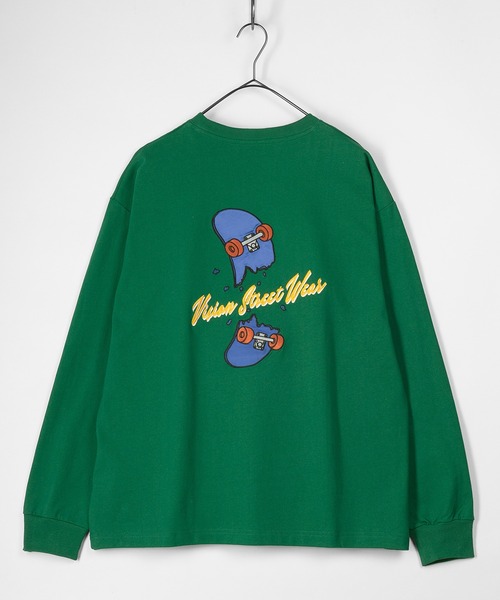 VISION STREET WEAR(ヴィジョンストリートウェア)の「【VISION STREET WEAR/ヴィジョンストリートウェア】バックプリント スケボーサテンワッペン刺繍 ロンT/ 長袖Tシャツ(Tシャツ/カットソー・メンズ・ホワイト/ブラック/ブルー/グリーン・M/L/XL)」の14枚目の写真