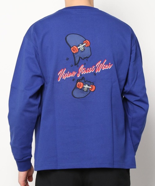 VISION STREET WEAR(ヴィジョンストリートウェア)の「【VISION STREET WEAR/ヴィジョンストリートウェア】バックプリント スケボーサテンワッペン刺繍 ロンT/ 長袖Tシャツ(Tシャツ/カットソー・メンズ・ホワイト/ブラック/ブルー/グリーン・M/L/XL)」の11枚目の写真