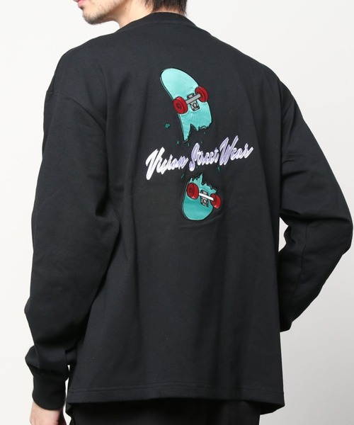 VISION STREET WEAR(ヴィジョンストリートウェア)の「【VISION STREET WEAR/ヴィジョンストリートウェア】バックプリント スケボーサテンワッペン刺繍 ロンT/ 長袖Tシャツ(Tシャツ/カットソー・メンズ・ホワイト/ブラック/ブルー/グリーン・M/L/XL)」の7枚目の写真