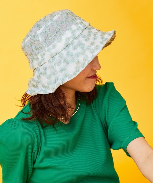 HELLO.SANFRANCISCO(ハローサンフランシスコ)の「【HELLO.SANFRANCISCO】透かしフラワーバケットハット(ハット・レディース・ブラック/ブルー・ONE SIZE)」の7枚目の写真