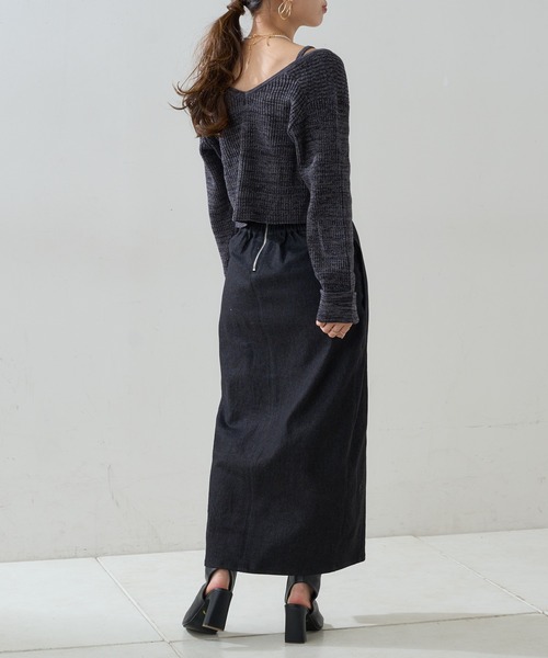 Chico（チコ）の「【新色追加】メランジショート丈カーディガン+キャミSET（カーディガン/ボレロ・レディース・ブラック/ピンク/ブルー/アイボリー/ホワイト・FREE）」の14枚目の写真