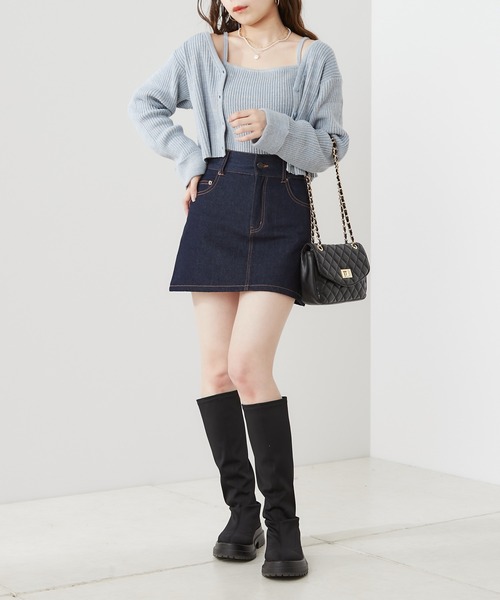 Chico（チコ）の「【新色追加】メランジショート丈カーディガン+キャミSET（カーディガン/ボレロ・レディース・ブラック/ピンク/ブルー/アイボリー/ホワイト・FREE）」の17枚目の写真