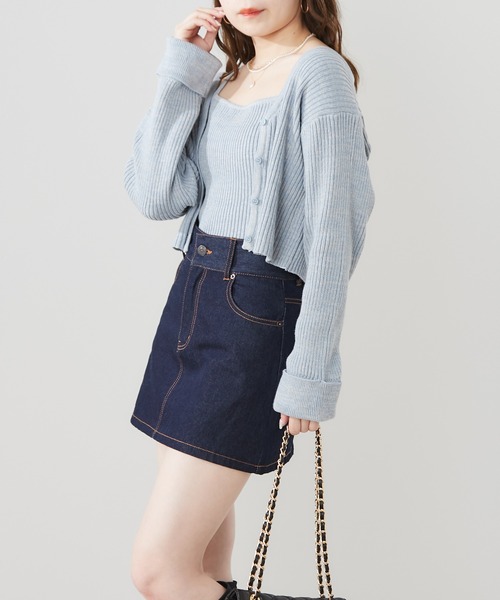 Chico（チコ）の「【新色追加】メランジショート丈カーディガン+キャミSET（カーディガン/ボレロ・レディース・ブラック/ピンク/ブルー/アイボリー/ホワイト・FREE）」の21枚目の写真