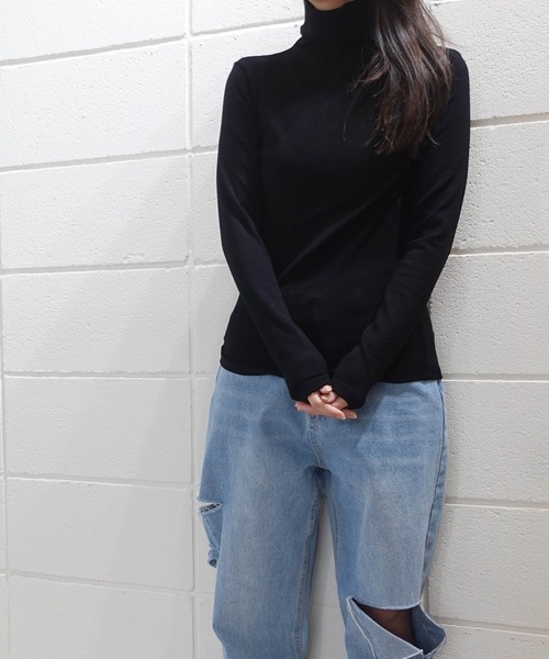 RR TOKYO（アールアールトウキョウ）の「コンフォートハイネック（Tシャツ/カットソー・レディース・ブラック/ベージュ/アイボリー/ブラウン/グレー・FREE）」の19枚目の写真