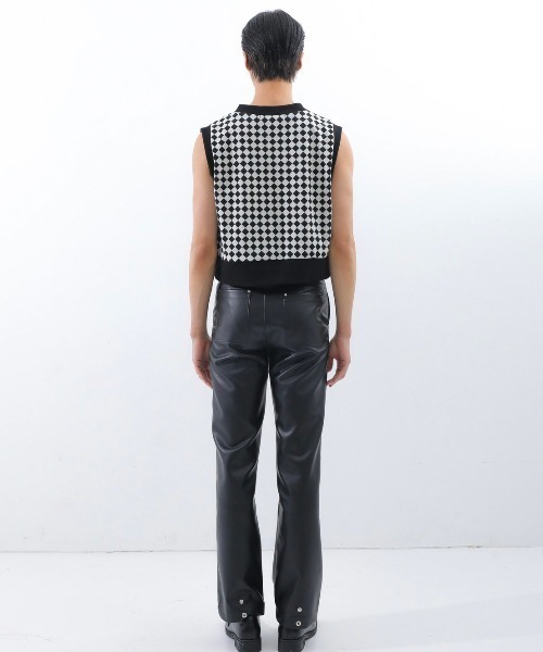 BASIC COTTON(ベーシックコットン)の「【BASIC COTTON/ベーシックコットン】22SS DIA VEST/ダイアベスト Vネックベスト チェックベスト(ベスト・メンズ・グレー/ブラック/グリーン・ONE SIZE)」の9枚目の写真