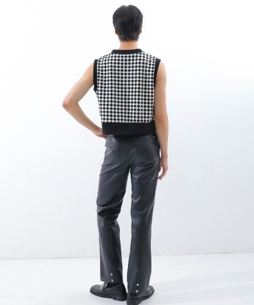 BASIC COTTON(ベーシックコットン)の「【BASIC COTTON/ベーシックコットン】22SS DIA VEST/ダイアベスト Vネックベスト チェックベスト(ベスト・メンズ・グレー/ブラック/グリーン・ONE SIZE)」の12枚目の写真