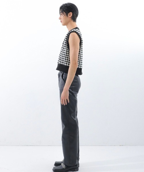 BASIC COTTON(ベーシックコットン)の「【BASIC COTTON/ベーシックコットン】22SS DIA VEST/ダイアベスト Vネックベスト チェックベスト(ベスト・メンズ・グレー/ブラック/グリーン・ONE SIZE)」の8枚目の写真