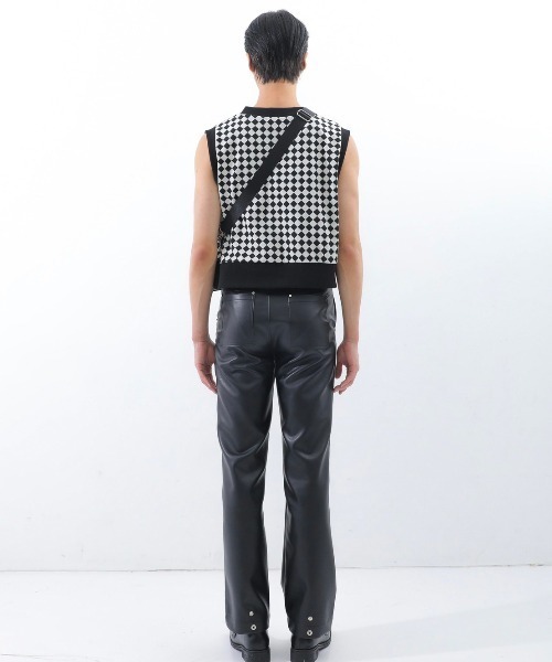 BASIC COTTON(ベーシックコットン)の「【BASIC COTTON/ベーシックコットン】22SS DIA VEST/ダイアベスト Vネックベスト チェックベスト(ベスト・メンズ・グレー/ブラック/グリーン・ONE SIZE)」の16枚目の写真