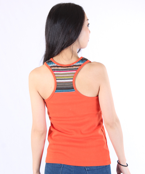 チャイハネ（チャイハネ）の「【チャイハネ】カラフルボーダータンクトップ（タンクトップ・レディース・オレンジ/ネイビー/ターコイズブルー/ホワイト・FREE）」の4枚目の写真