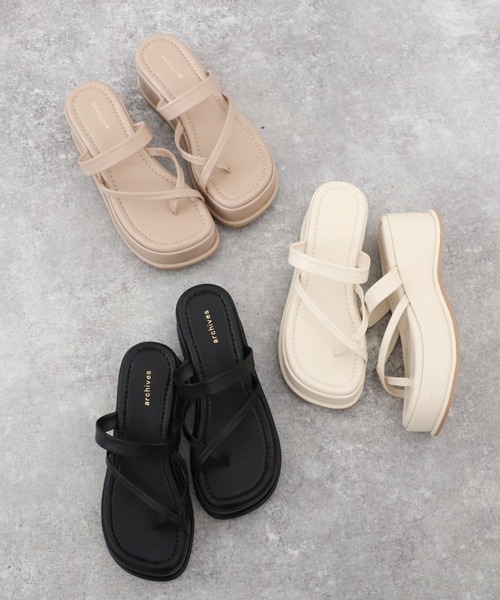 archives（アルシーヴ）の「厚底ラインサンダル（サンダル・レディース・ブラック/ベージュ/アイボリー・MEDIUM/LARGE）」の3枚目の写真