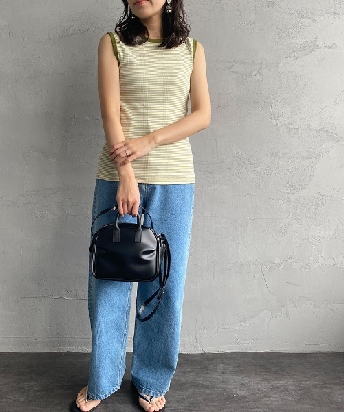 MILLER（ミラー）の「[MILLER/ミラー] 別注 配色パネルリブ ボーダータンクトップ（Tシャツ/カットソー・レディース・ブラウン/グリーン/ライム/ネイビー/ピンク/オレンジ・F）」の21枚目の写真