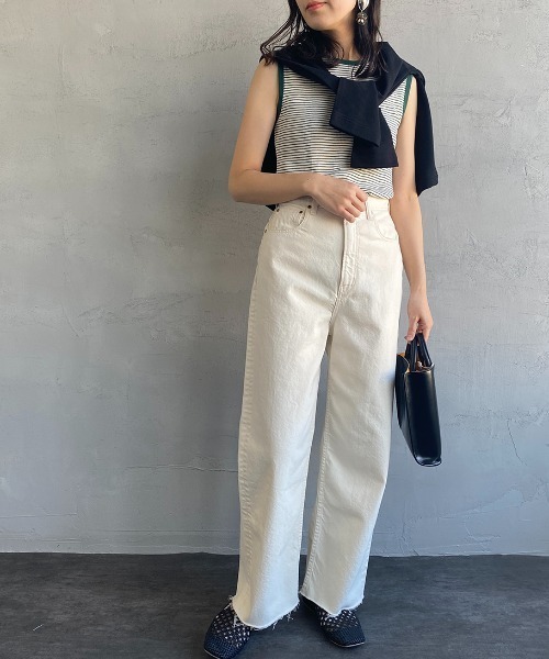 MILLER（ミラー）の「[MILLER/ミラー] 別注 配色パネルリブ ボーダータンクトップ（Tシャツ/カットソー・レディース・ブラウン/グリーン/ライム/ネイビー/ピンク/オレンジ・F）」の18枚目の写真