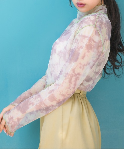 ems excite(エムズエキサイト)の「タイダイインナーカットソー(Tシャツ/カットソー・レディース・ブラック/ピンク/グリーン・FREE)」の3枚目の写真