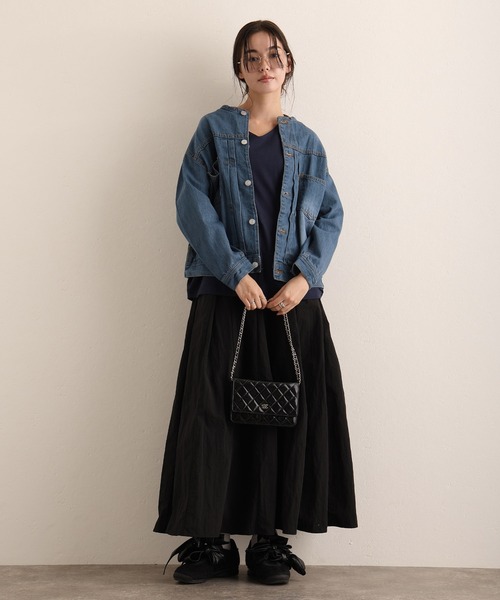 ElegChic（エレグシック）の「ラウンドカラーGジャン（デニムジャケット・レディース・ネイビー/ブルー/グレー・3L/L/XL/4L/M）」の10枚目の写真