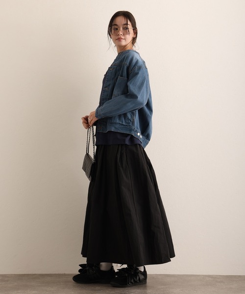 ElegChic（エレグシック）の「ラウンドカラーGジャン（デニムジャケット・レディース・ネイビー/ブルー/グレー・3L/L/XL/4L/M）」の4枚目の写真