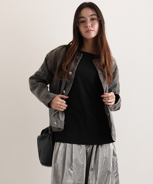 ElegChic（エレグシック）の「ラウンドカラーGジャン（デニムジャケット・レディース・ネイビー/ブルー/グレー・3L/L/XL/4L/M）」の17枚目の写真