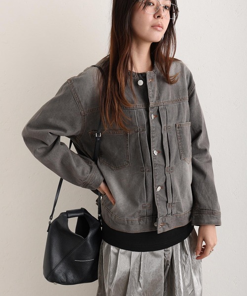 ElegChic（エレグシック）の「ラウンドカラーGジャン（デニムジャケット・レディース・ネイビー/ブルー/グレー・3L/L/XL/4L/M）」の16枚目の写真