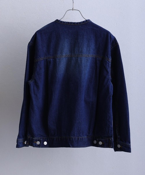 ElegChic（エレグシック）の「ラウンドカラーGジャン（デニムジャケット・レディース・ネイビー/ブルー/グレー・3L/L/XL/4L/M）」の13枚目の写真