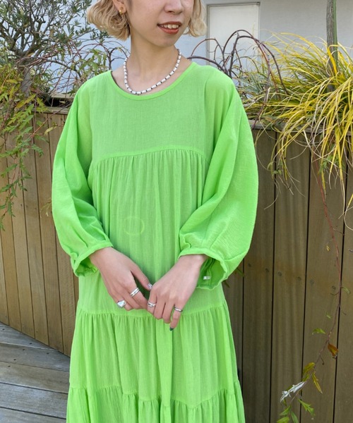 CIAOPANIC（チャオパニック）の「バックツイストティアードワンピース（ワンピース・レディース・ブラック/グリーン・FREE）」の14枚目の写真