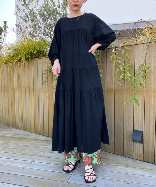 CIAOPANIC（チャオパニック）の「バックツイストティアードワンピース（ワンピース・レディース・ブラック/グリーン・FREE）」の21枚目の写真